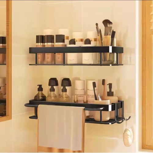 2pcs Aluminum Alloy Rectangular Shelf with Towel Holder