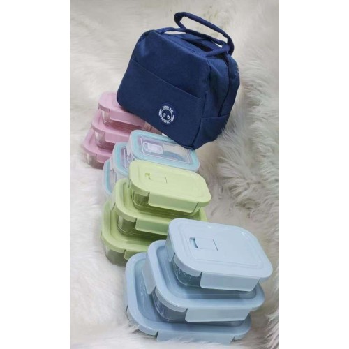 3pc High Borosilicate Glass Food Containers + Insulated Lunch Bag 3pc High Borosilicate Glass Food Containers + Insulated Lunch Bag