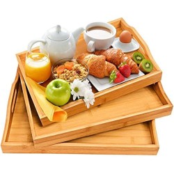 3pcs Bamboo Food Storage & Serving Trays with Handles
