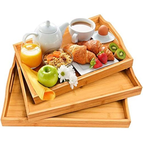 3pcs Bamboo Food Storage & Serving Trays with Handles 3pcs Bamboo Food Storage & Serving Trays with Handles