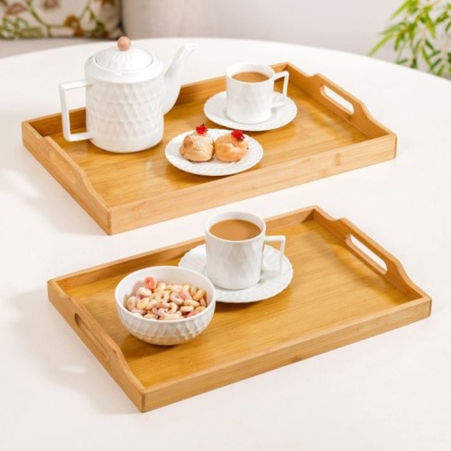 3pcs Bamboo Food Storage & Serving Trays with Handles 3pcs Bamboo Food Storage & Serving Trays with Handles