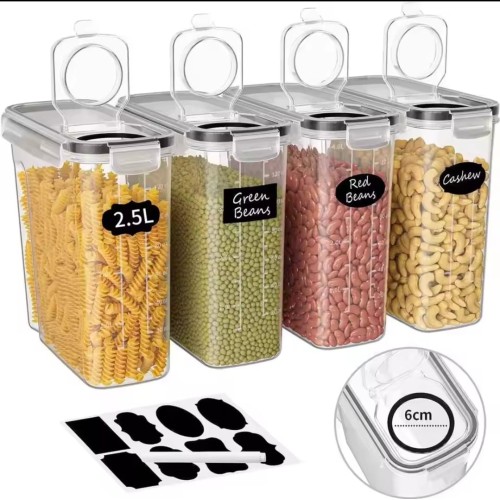 4pcs Airtight Food Storage Containers – 2.5L Each with Labels and Pen 4pcs Airtight Food Storage Containers – 2.5L Each with Labels and Pen
