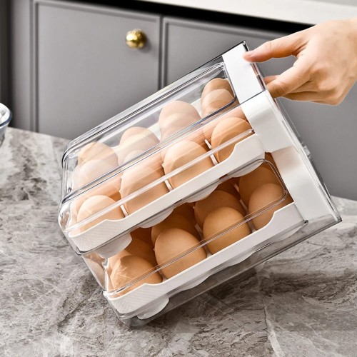 Acrylic Egg Storage Box – Double Layered, Stackable Egg Tray