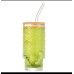 Highball Crystal Ribbed Glasses with Bamboo Lid & Straws – 4pcs Set Highball Crystal Ribbed Glasses with Bamboo Lid & Straws – 4pcs Set