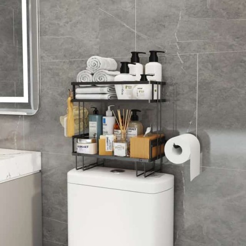 Double Layer Bathroom/Toilet Rack with Tissue Holder Double Layer Bathroom/Toilet Rack with Tissue Holder