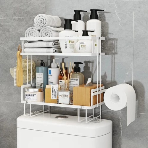 Double Layer Bathroom/Toilet Rack with Tissue Holder Double Layer Bathroom/Toilet Rack with Tissue Holder