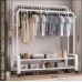 Double Pole Clothing Rack with Wheels & Shoe Rack Double Pole Clothing Rack with Wheels & Shoe Rack