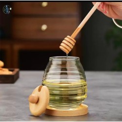 Glass Honey Storage Jar with Wooden Lid