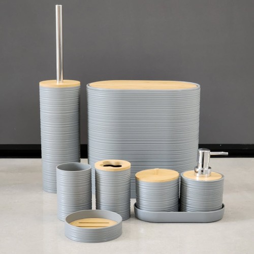 8pcs Luxury Bamboo Plastic Bathroom Accessories Set 8pcs Luxury Bamboo Plastic Bathroom Accessories Set