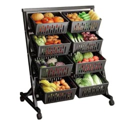 Multi-Functional Steel Vegetable & Fruit Rack with Wheels