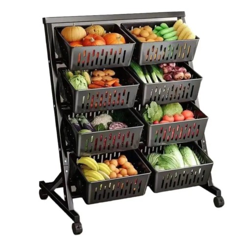 Multi-Functional Steel Vegetable & Fruit Rack with Wheels