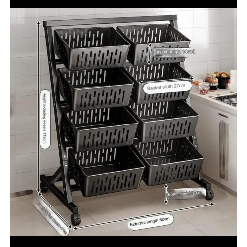 Multi-Functional Steel Vegetable & Fruit Rack with Wheels