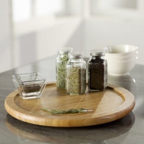 Single Layer Bamboo Rotating Spice Rack Single Layer Bamboo Rotating Spice Rack