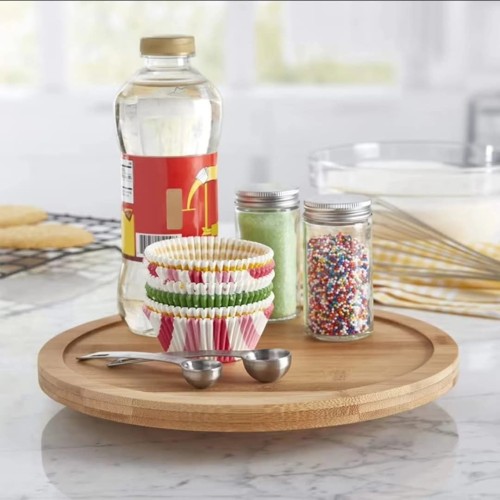 Single Layer Bamboo Rotating Spice Rack Single Layer Bamboo Rotating Spice Rack