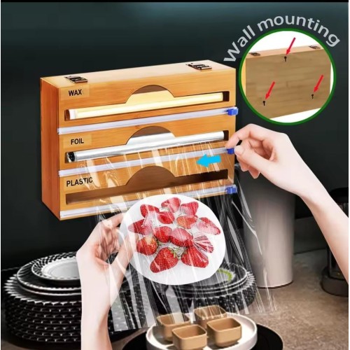 Bamboo Wrap Dispenser with Cutter – 3 Layer