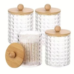 Diamond Acrylic Organizer with Bamboo Lid