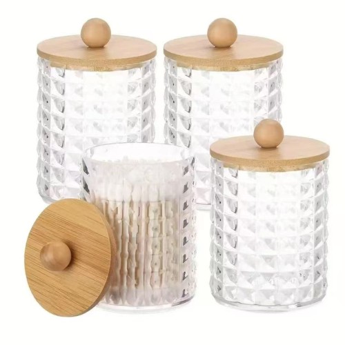 Diamond Acrylic Organizer with Bamboo Lid Diamond Acrylic Organizer with Bamboo Lid
