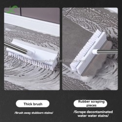 2 in 1 Floor Brush Scrubber – Long Handle & Squeegee