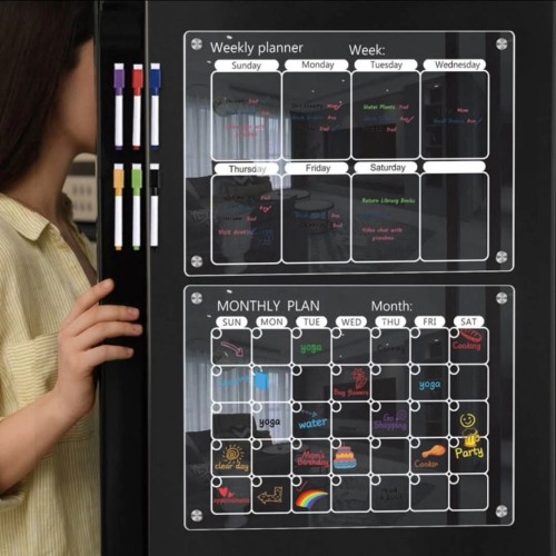 2pcs Magnetic Monthly & Weekly Fridge Planner Set 2pcs Magnetic Monthly & Weekly Fridge Planner Set