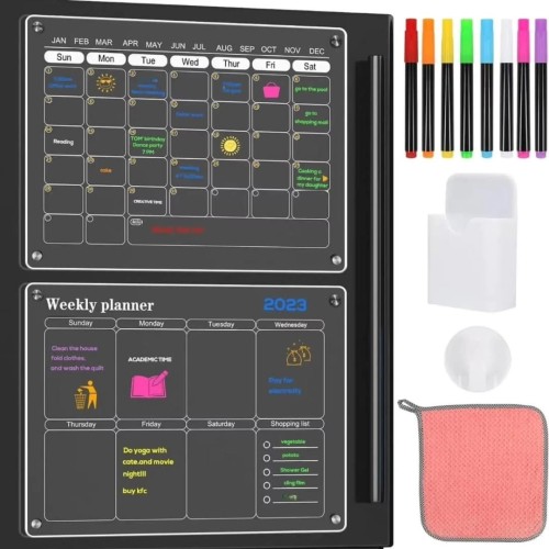 2pcs Magnetic Monthly & Weekly Fridge Planner Set 2pcs Magnetic Monthly & Weekly Fridge Planner Set