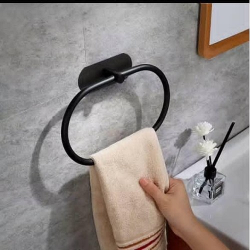 Self-Adhesive Towel Ring – Black & Silver