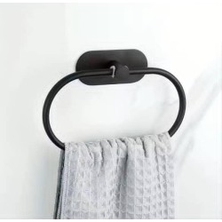 Self-Adhesive Towel Ring – Black & Silver