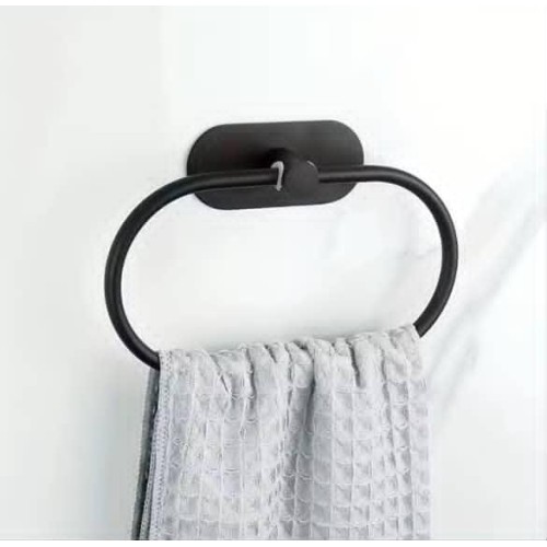 Self-Adhesive Towel Ring – Black & Silver