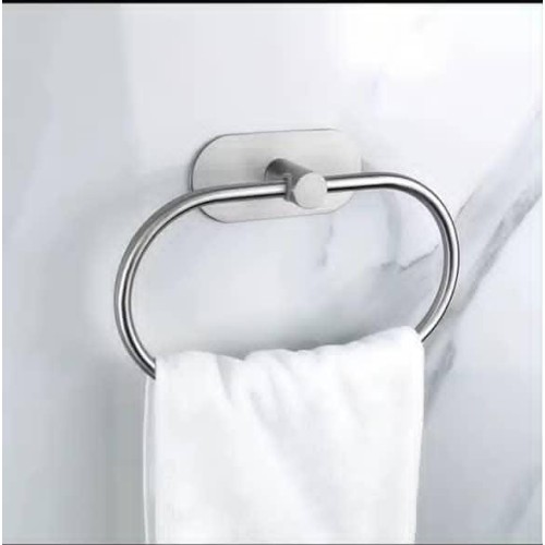 Self-Adhesive Towel Ring – Black & Silver