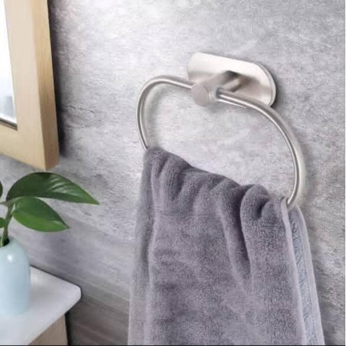 Self-Adhesive Towel Ring – Black & Silver