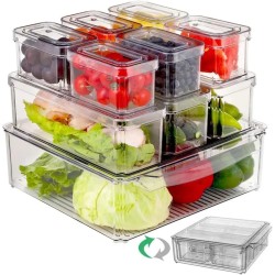 10pcs Stackable Fridge Organizer Bins – Clear & BPA-Free