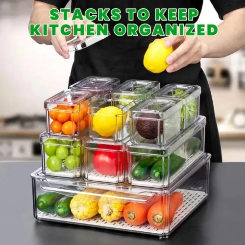 10pcs Stackable Fridge Organizer Bins – Clear & BPA-Free