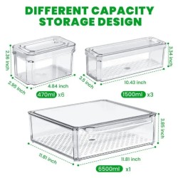 10pcs Stackable Fridge Organizer Bins – Clear & BPA-Free