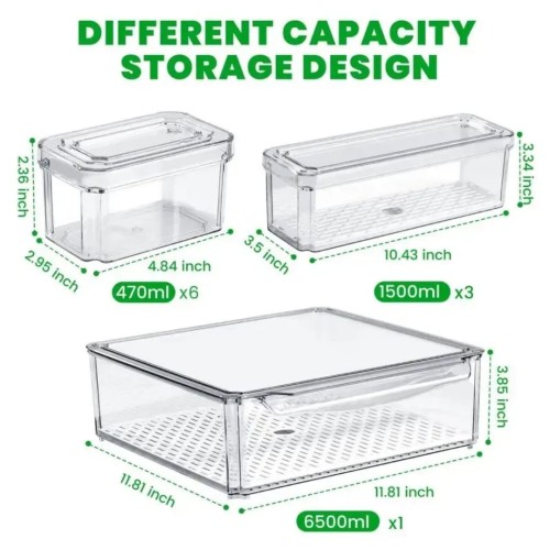 10pcs Stackable Fridge Organizer Bins – Clear & BPA-Free