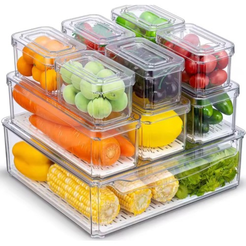 10pcs Stackable Fridge Organizer Bins – Clear & BPA-Free