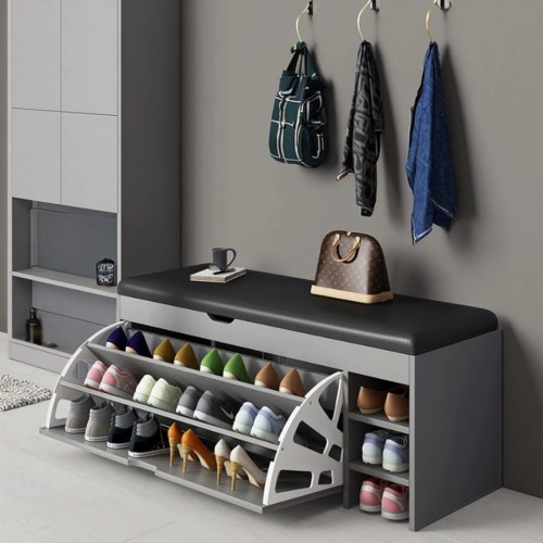 Modern Bucket Flip Shoe Cabinet with Cushioned Seat – Stylish Storage for Your Home
