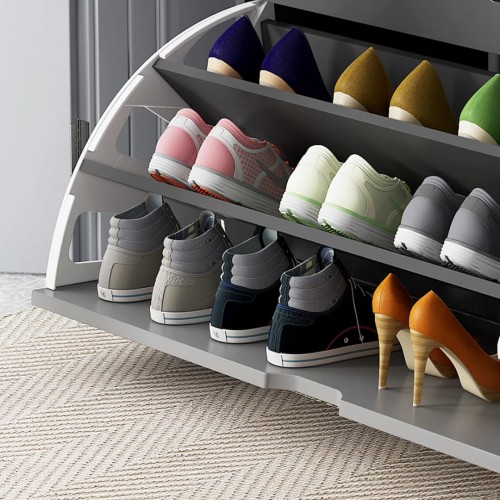 Modern Bucket Flip Shoe Cabinet with Cushioned Seat – Stylish Storage for Your Home