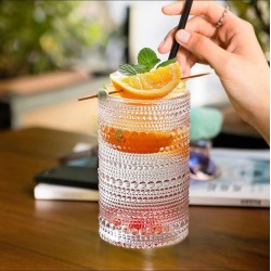 High Borosilicate Embossed Water/Juice Glasses – Durable & Stylish Drinkware