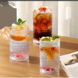 High Borosilicate Embossed Water/Juice Glasses – Durable & Stylish Drinkware