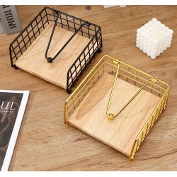 Luxury Metallic Serviette Holder with Bamboo Base Luxury Metallic Serviette Holder with Bamboo Base