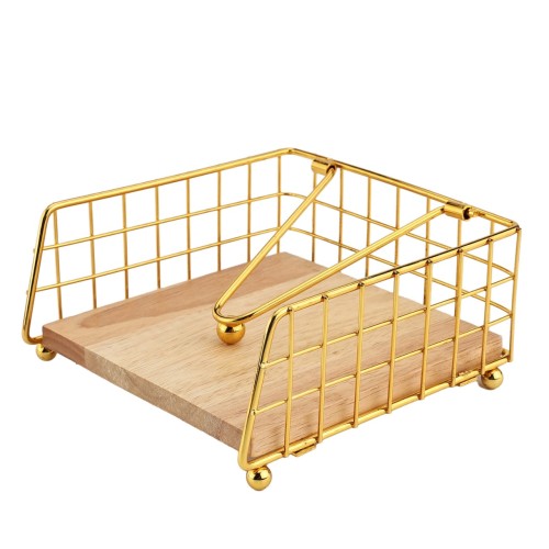 Luxury Metallic Serviette Holder with Bamboo Base Luxury Metallic Serviette Holder with Bamboo Base