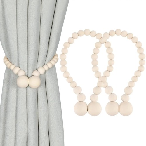 Magnetic Wooden Beads Curtain Tiebacks – 2pcs Magnetic Wooden Beads Curtain Tiebacks – 2pcs