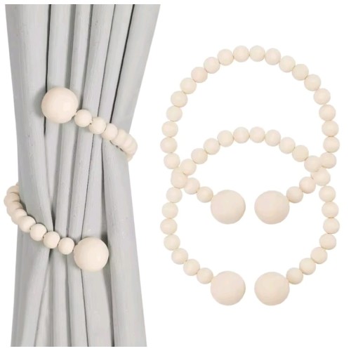 Magnetic Wooden Beads Curtain Tiebacks – 2pcs Magnetic Wooden Beads Curtain Tiebacks – 2pcs