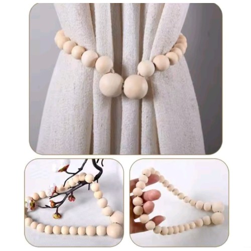 Magnetic Wooden Beads Curtain Tiebacks – 2pcs Magnetic Wooden Beads Curtain Tiebacks – 2pcs