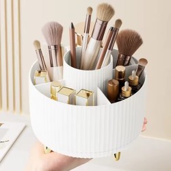✨ 360° Rotating Desktop Makeup Brushes Organizer