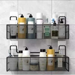 Large Mesh Bathroom Rack with Self Adhesive Stickers – Space-Saving Bathroom Organizer Large Mesh Bathroom Rack with Self Adhesive Stickers – Space-Saving Bathroom Organizer