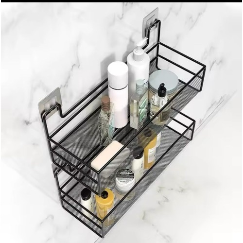 Large Mesh Bathroom Rack with Self Adhesive Stickers – Space-Saving Bathroom Organizer Large Mesh Bathroom Rack with Self Adhesive Stickers – Space-Saving Bathroom Organizer