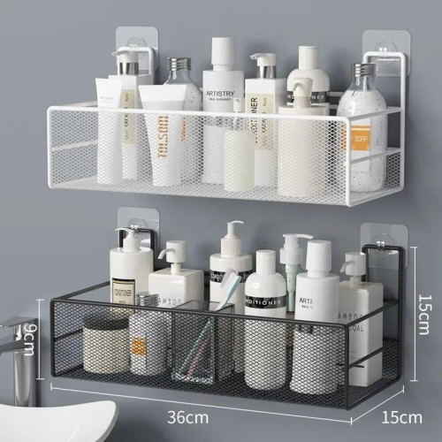 Large Mesh Bathroom Rack with Self Adhesive Stickers – Space-Saving Bathroom Organizer Large Mesh Bathroom Rack with Self Adhesive Stickers – Space-Saving Bathroom Organizer