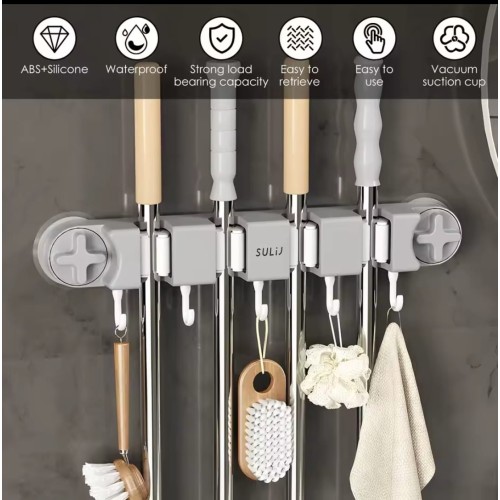 Nonslip Wall Mounted Mop Holder – Strong & Durable Organizer Nonslip Wall Mounted Mop Holder – Strong & Durable Organizer