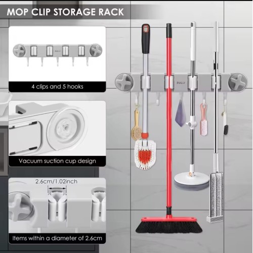 Nonslip Wall Mounted Mop Holder – Strong & Durable Organizer Nonslip Wall Mounted Mop Holder – Strong & Durable Organizer