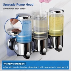 Wall-Mounted Multi-Chamber Soap Dispenser – Stylish, Hygienic & Space-Saving Bathroom Essential